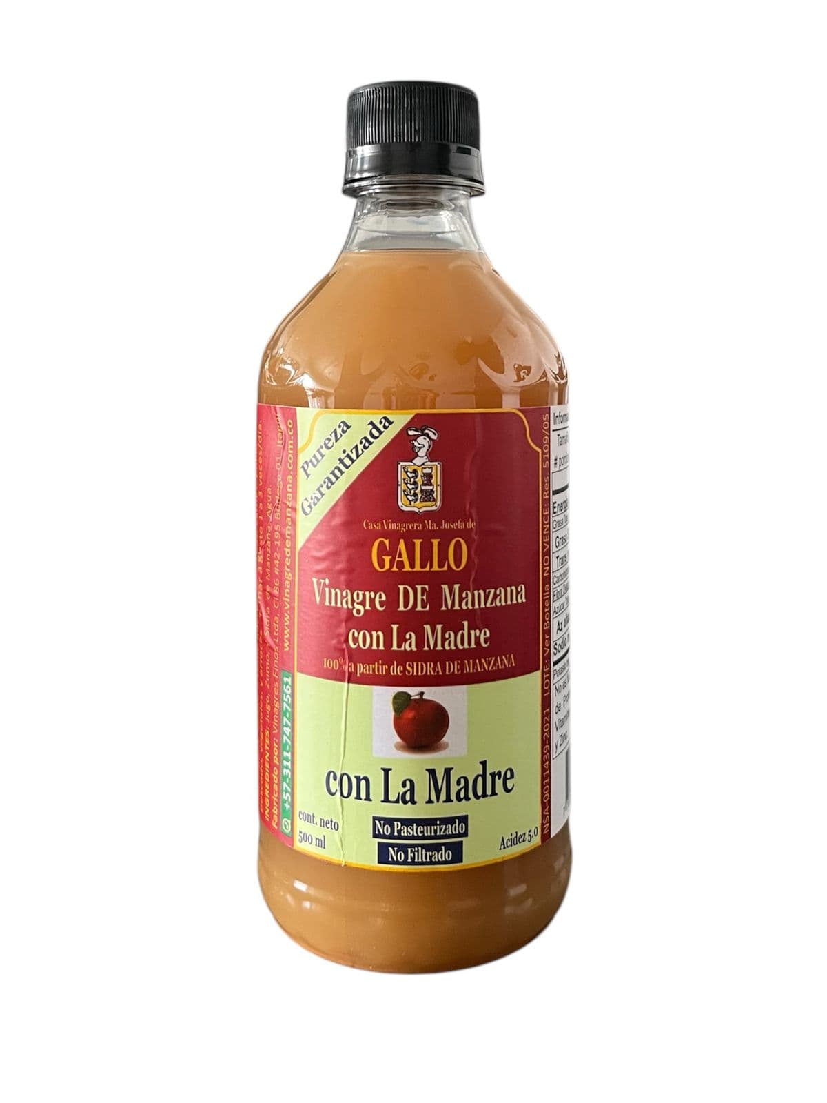 Vinagre de Manzana con la Madre 500 ML — producto natural | Tienda Natu Colombia