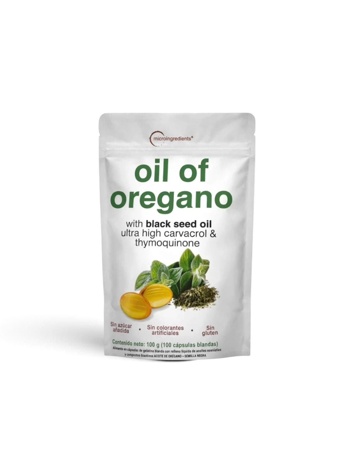Aceite de Orégano Microingredients con Comino Negro – 100 Cápsulas 100 CAP — producto natural | Tienda Natu Colombia