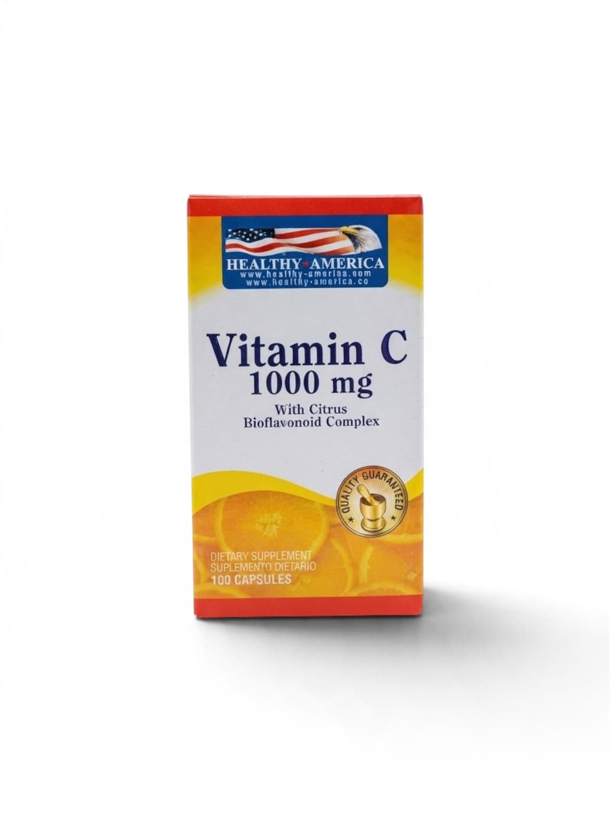 Caja de Vitamin C 1000 mg Healthy America, 100 cápsulas, con complejo de bioflavonoides cítricos, de Tienda Natu Colombia