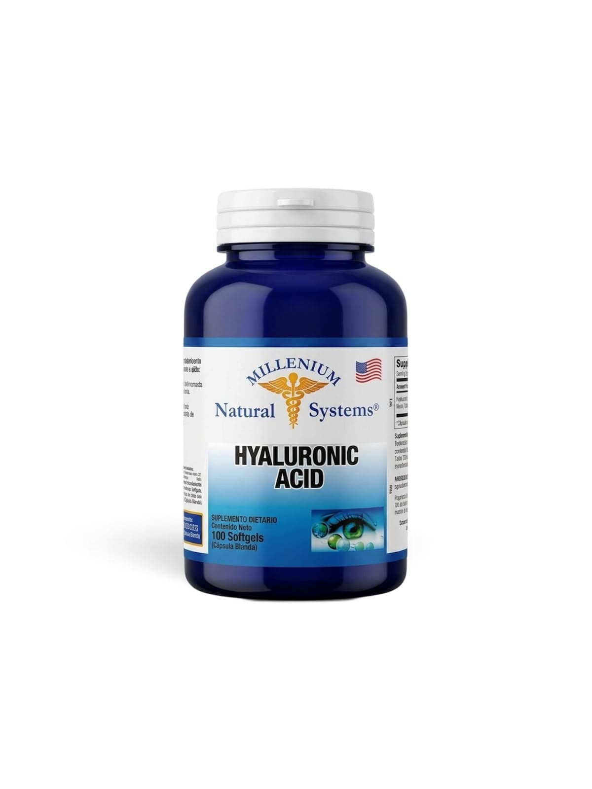Frasco de Ácido Hialurónico Millenium Natural Systems, 100 softgels