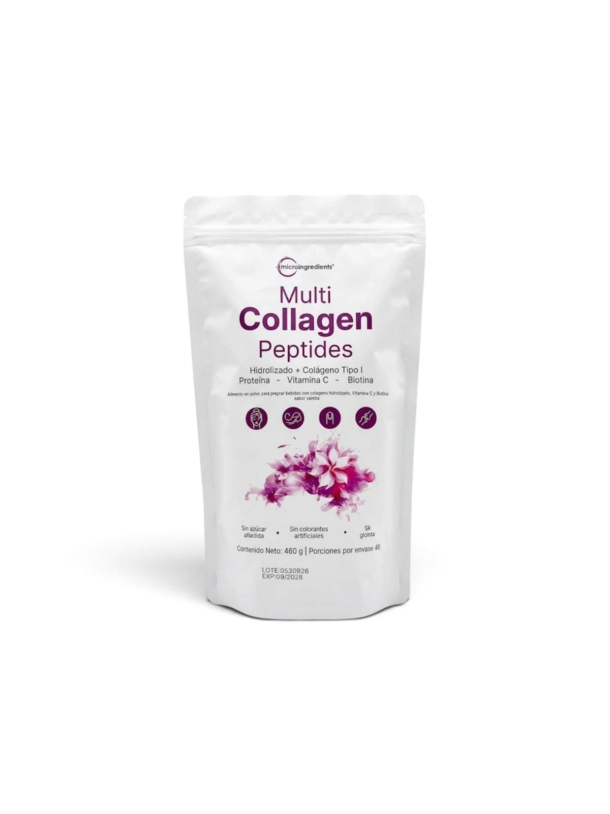 Bolsa de colágeno hidrolizado con vitamina C y biotina sabor vainilla Microingredients, 460 g